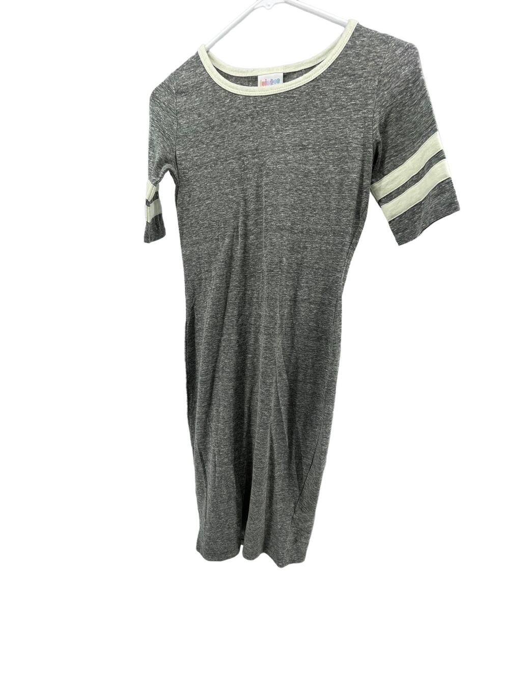 LulaRoe Gray Baseball Stripe Short Sleeve Mini T-Shirt Dress Women's Size XXS